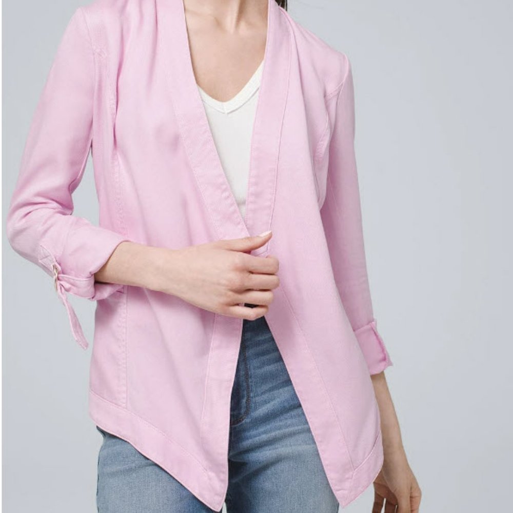 White House Black Market Drape-Front Roll-Sleeve Jacket Size S